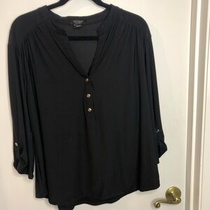 Sophisticated Black Blouse with Gold Accents